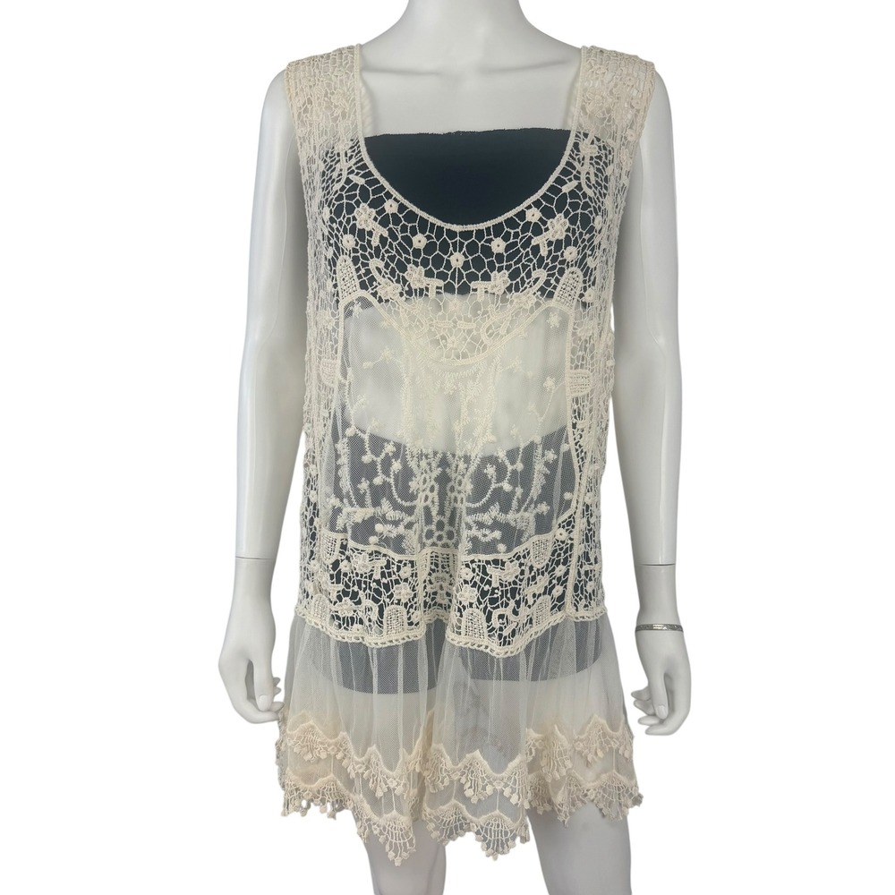 Roommates Crochet Lace Tunic Cover Up Boho Festival Fairy Cottagecore Beach 2X